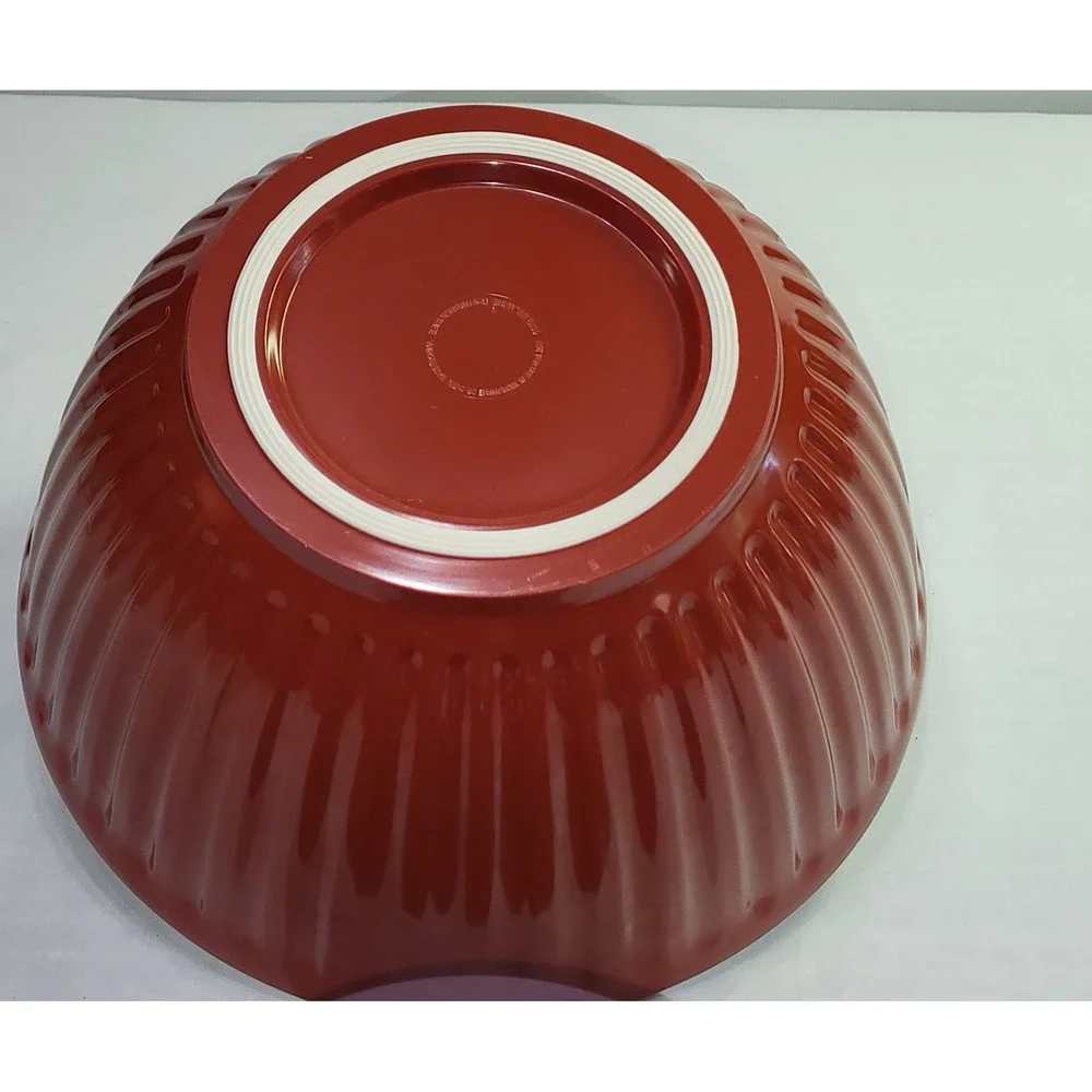 Melamine Mixing Bowl Set Purple Burnt Orange Fluted Ribbed with Lids 2pc